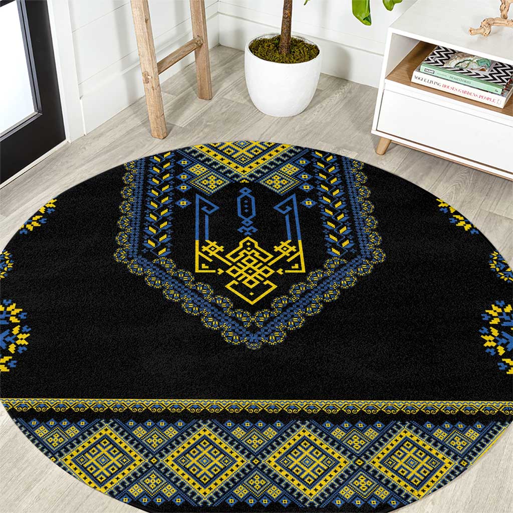 Ukraine Vyshyvanka Inspired Patterns Round Carpet Ukraini Colors