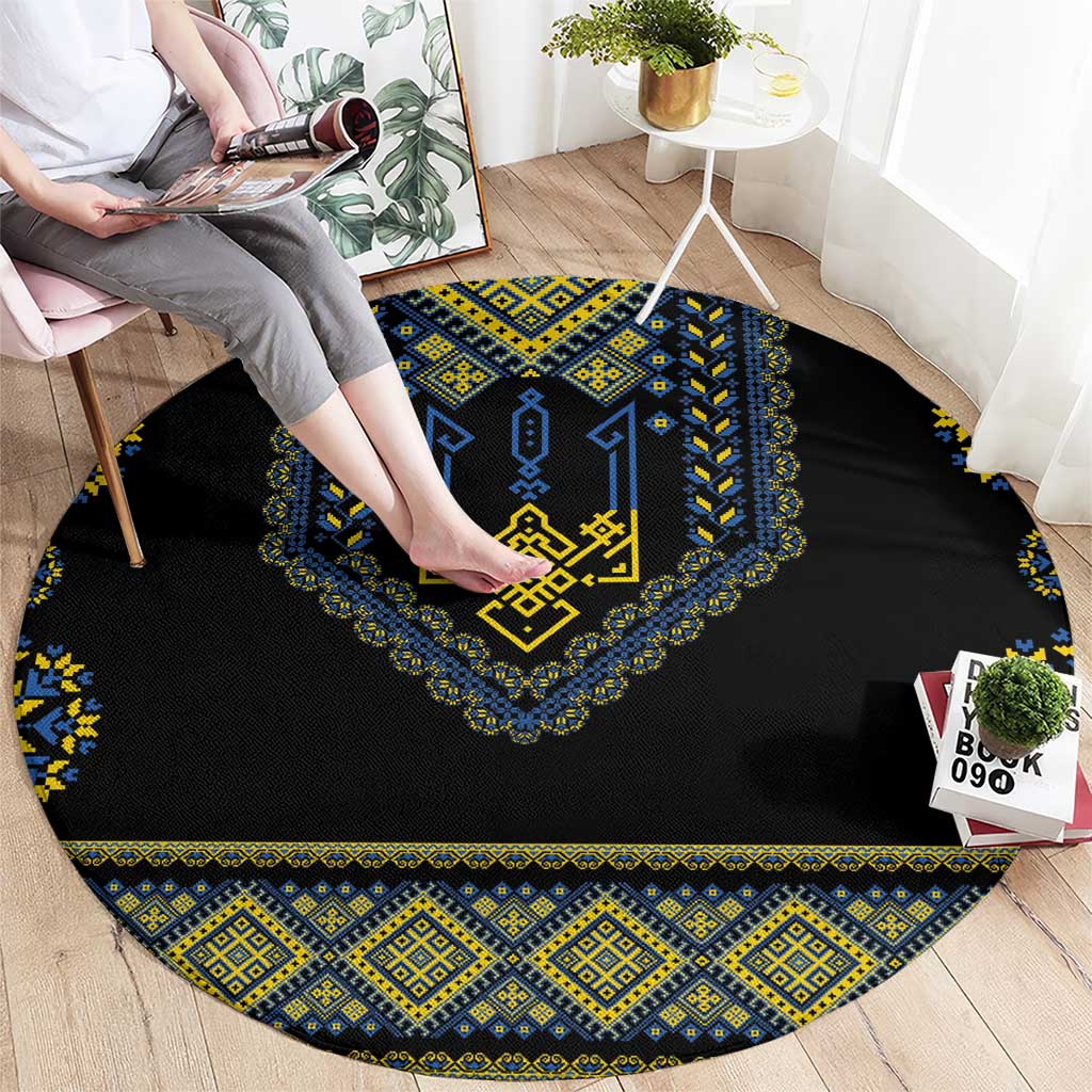Ukraine Vyshyvanka Inspired Patterns Round Carpet Ukraini Colors