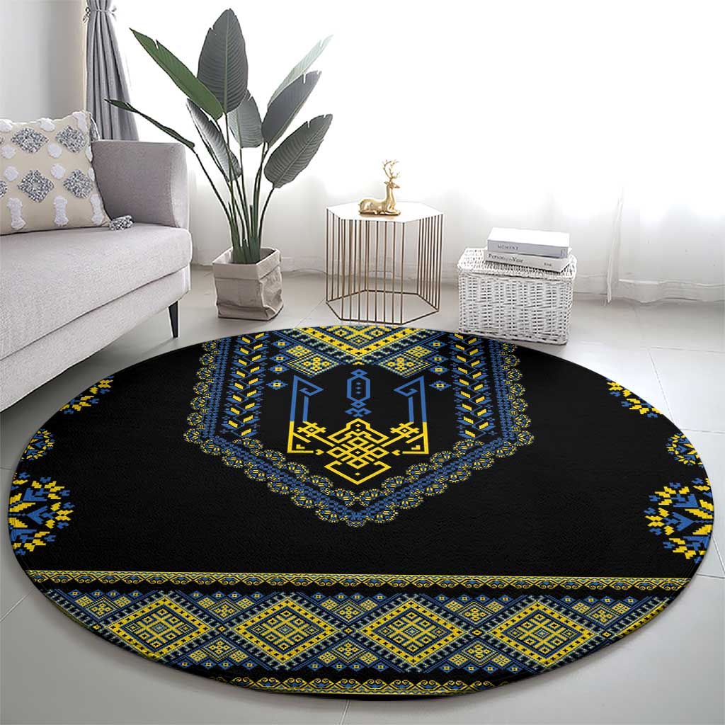 Ukraine Vyshyvanka Inspired Patterns Round Carpet Ukraini Colors