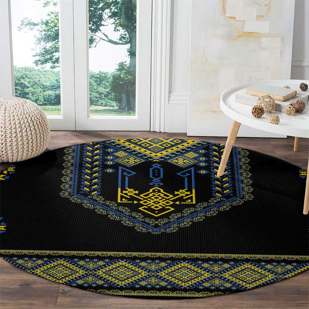 Ukraine Vyshyvanka Inspired Patterns Round Carpet Ukraini Colors