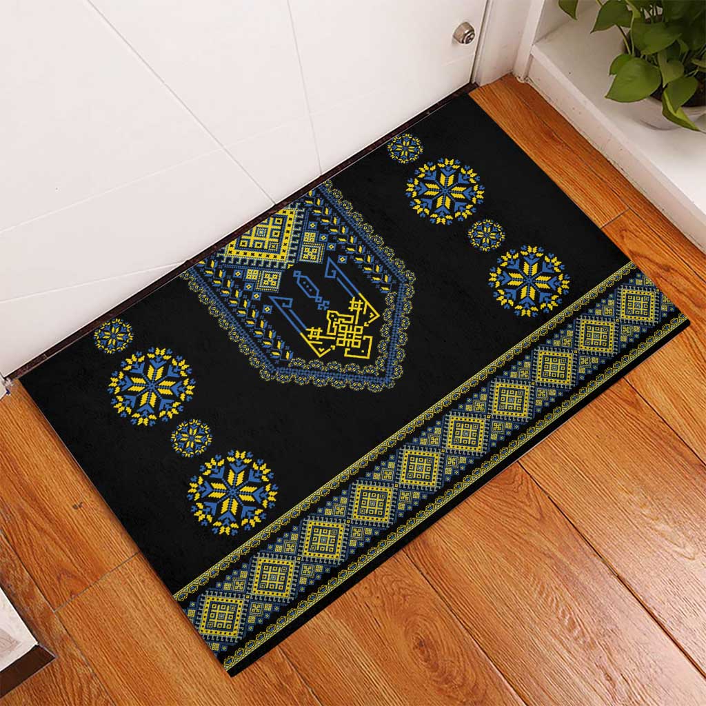 Ukraine Vyshyvanka Inspired Patterns Rubber Doormat Ukraini Colors