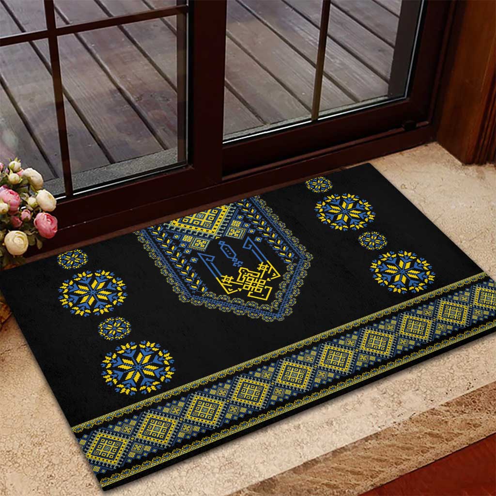 Ukraine Vyshyvanka Inspired Patterns Rubber Doormat Ukraini Colors