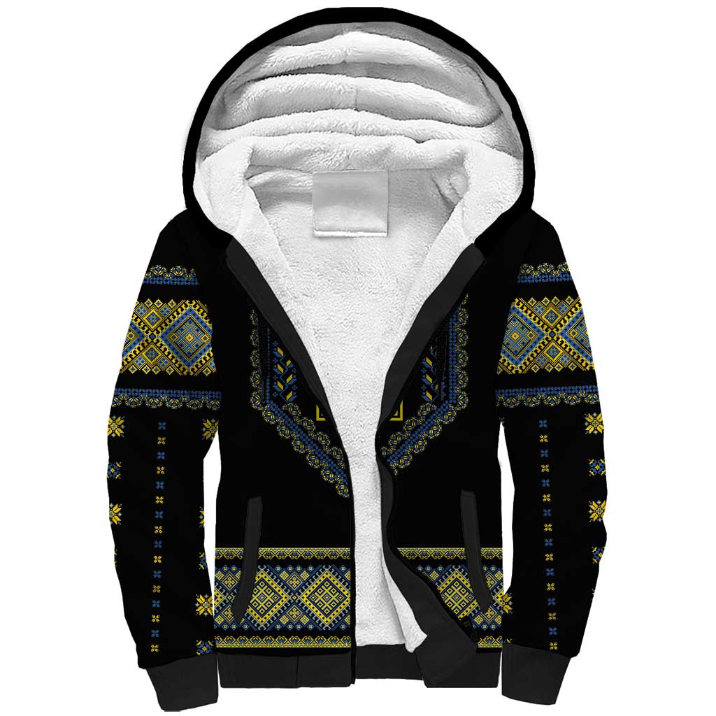 Ukraine Vyshyvanka Inspired Patterns Sherpa Hoodie Ukraini Colors