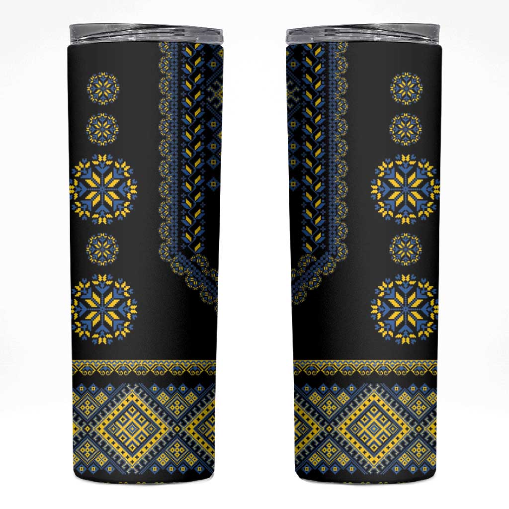 Ukraine Vyshyvanka Inspired Patterns Skinny Tumbler Ukraini Colors