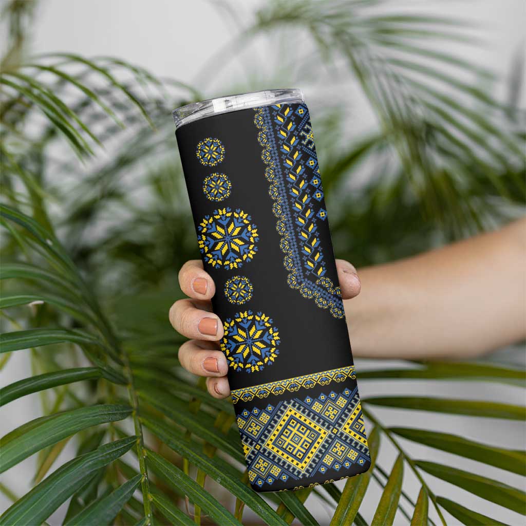 Ukraine Vyshyvanka Inspired Patterns Skinny Tumbler Ukraini Colors