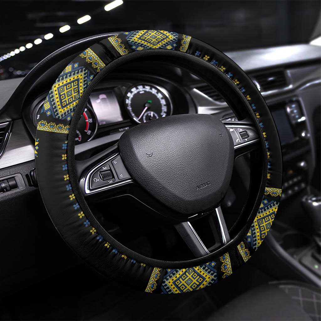 Ukraine Vyshyvanka Inspired Patterns Steering Wheel Cover Ukraini Colors