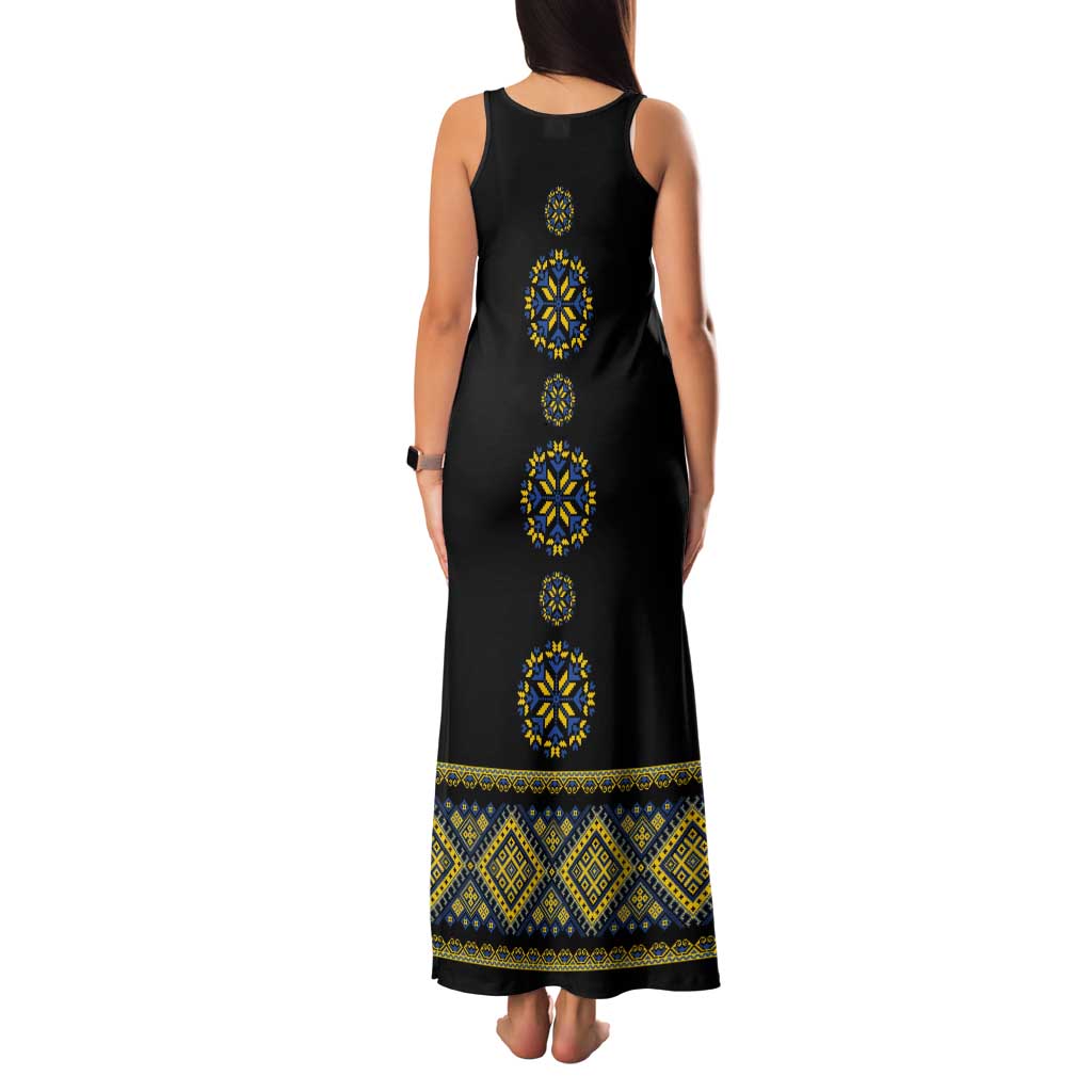 Ukraine Vyshyvanka Inspired Patterns Tank Maxi Dress Ukraini Colors