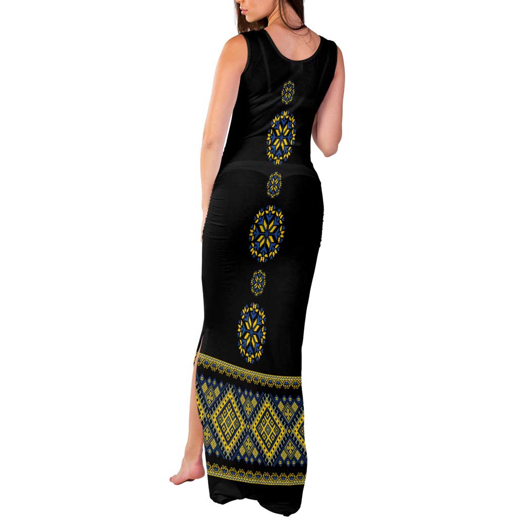 Ukraine Vyshyvanka Inspired Patterns Tank Maxi Dress Ukraini Colors