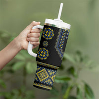 Ukraine Vyshyvanka Inspired Patterns Tumbler With Handle Ukraini Colors
