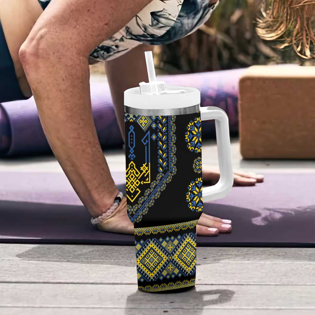 Ukraine Vyshyvanka Inspired Patterns Tumbler With Handle Ukraini Colors