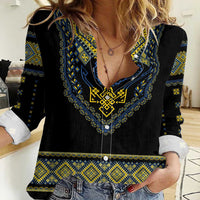 Ukraine Vyshyvanka Inspired Patterns Women Casual Shirt Ukraini Colors