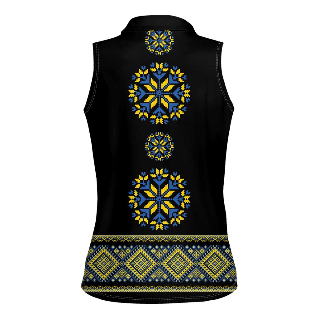 Ukraine Vyshyvanka Inspired Patterns Women Sleeveless Polo Shirt Ukraini Colors