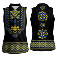 Ukraine Vyshyvanka Inspired Patterns Women Sleeveless Polo Shirt Ukraini Colors