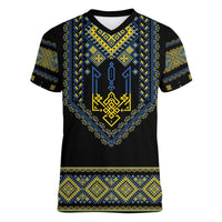 Ukraine Vyshyvanka Inspired Patterns Women V-Neck T-Shirt Ukraini Colors