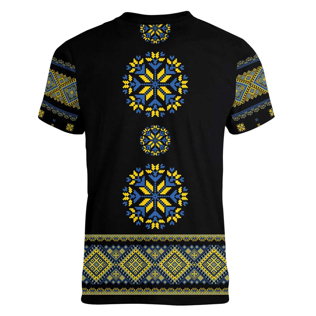Ukraine Vyshyvanka Inspired Patterns Women V-Neck T-Shirt Ukraini Colors