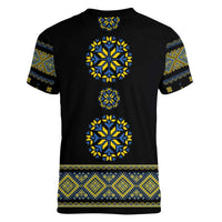 Ukraine Vyshyvanka Inspired Patterns Women V-Neck T-Shirt Ukraini Colors