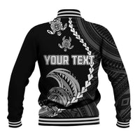 Personalised Guam Baseball Jacket Tribal Turtles Curves Style - Black LT7 - Wonder Print Shop