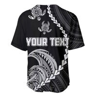 Personalised Guam Baseball Jersey Tribal Turtles Curves Style - Black LT7 - Wonder Print Shop