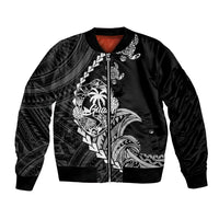 Personalised Guam Bomber Jacket Tribal Turtles Curves Style - Black LT7 - Wonder Print Shop