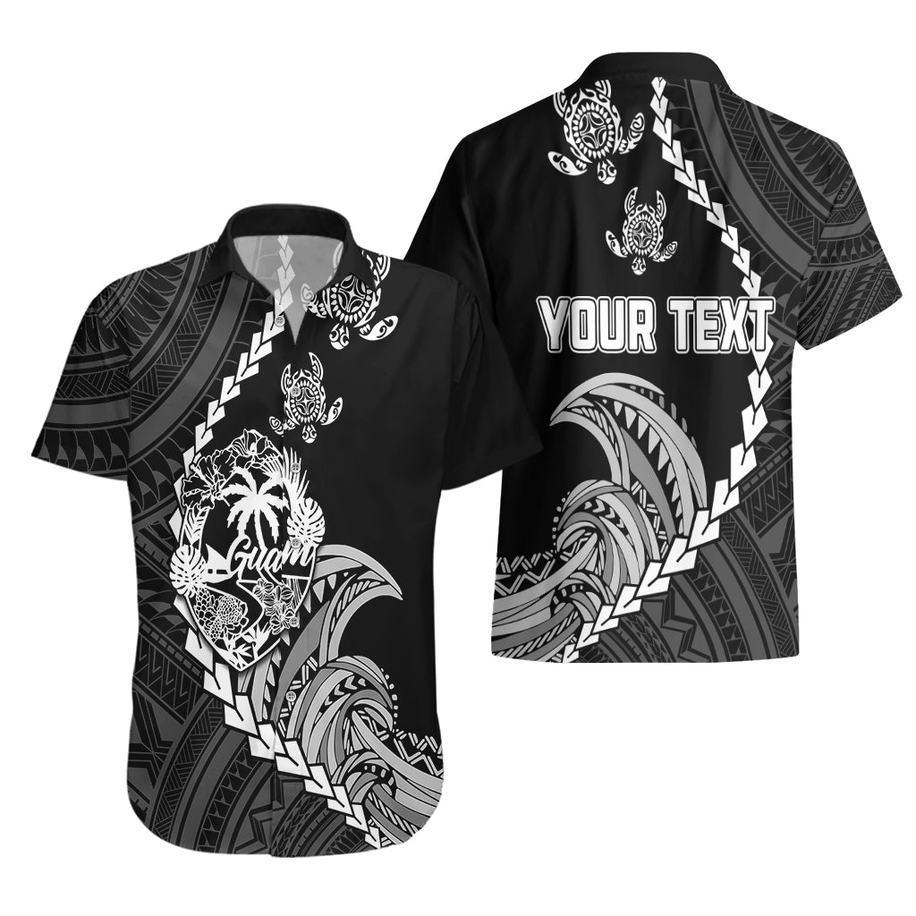 Personalised Guam Hawaiian Shirt Tribal Turtles Curves Style - Black - Wonder Print Shop