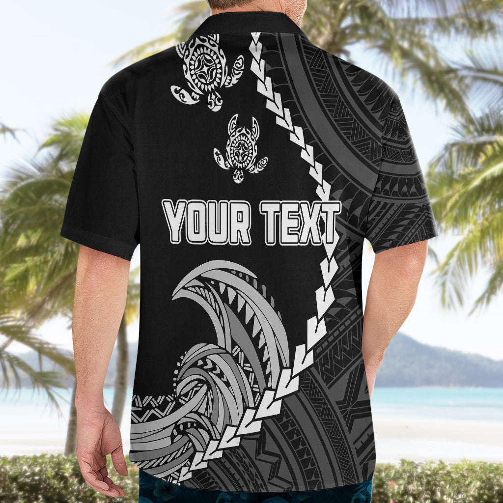 Personalised Guam Hawaiian Shirt Tribal Turtles Curves Style - Black - Wonder Print Shop