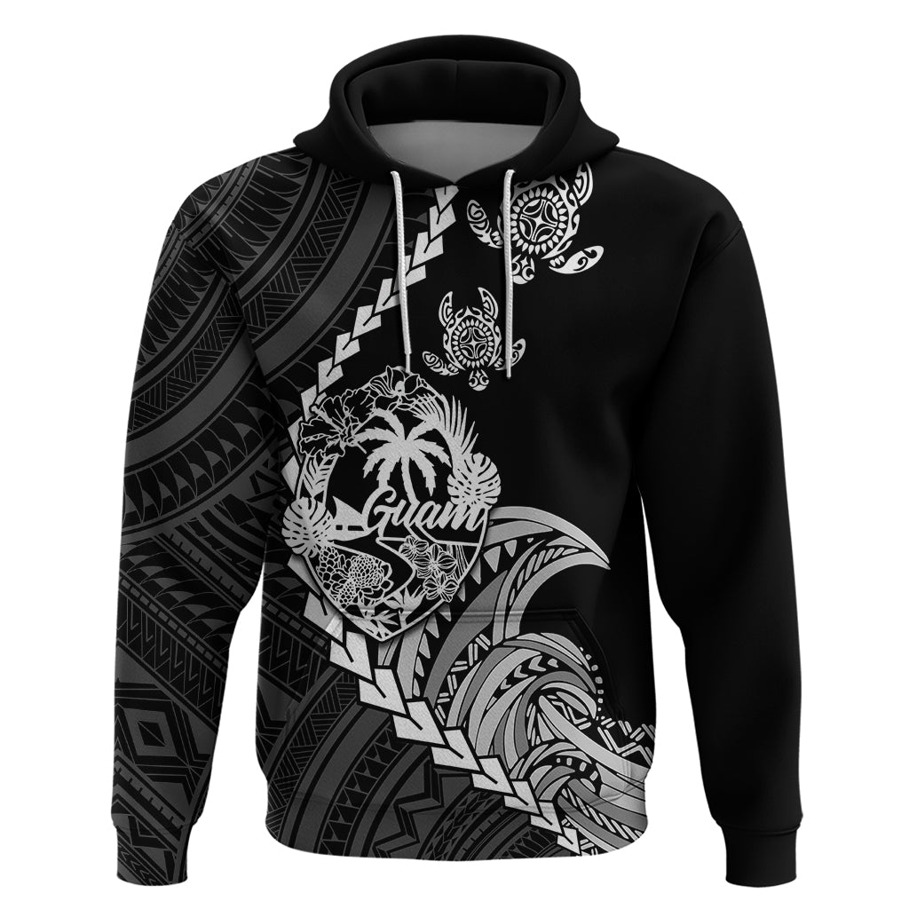 Custom Guam Hoodie Tribal Turtles Curves Style - Black - Wonder Print Shop