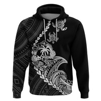 Custom Guam Hoodie Tribal Turtles Curves Style - Black - Wonder Print Shop