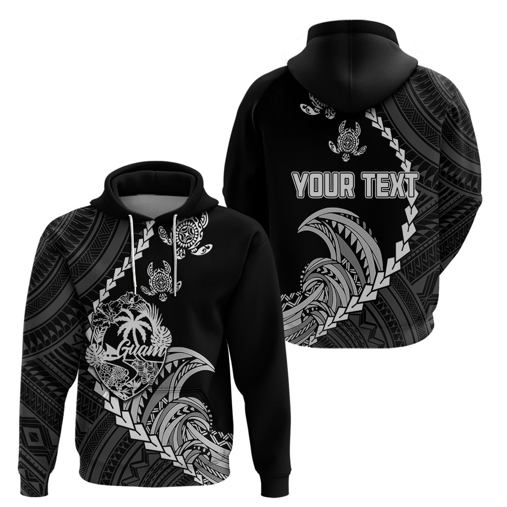 Custom Guam Hoodie Tribal Turtles Curves Style - Black - Wonder Print Shop