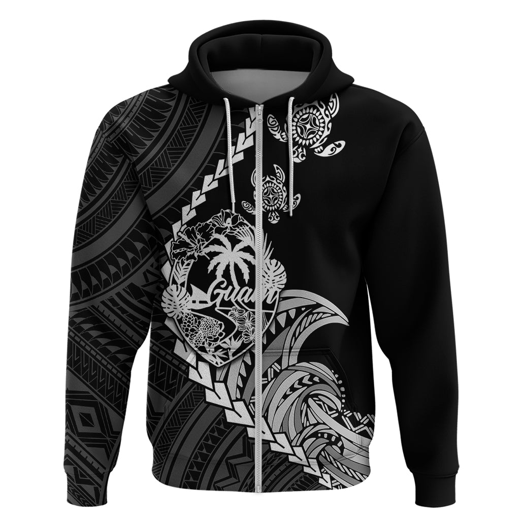 Custom Guam Hoodie Tribal Turtles Curves Style - Black - Wonder Print Shop