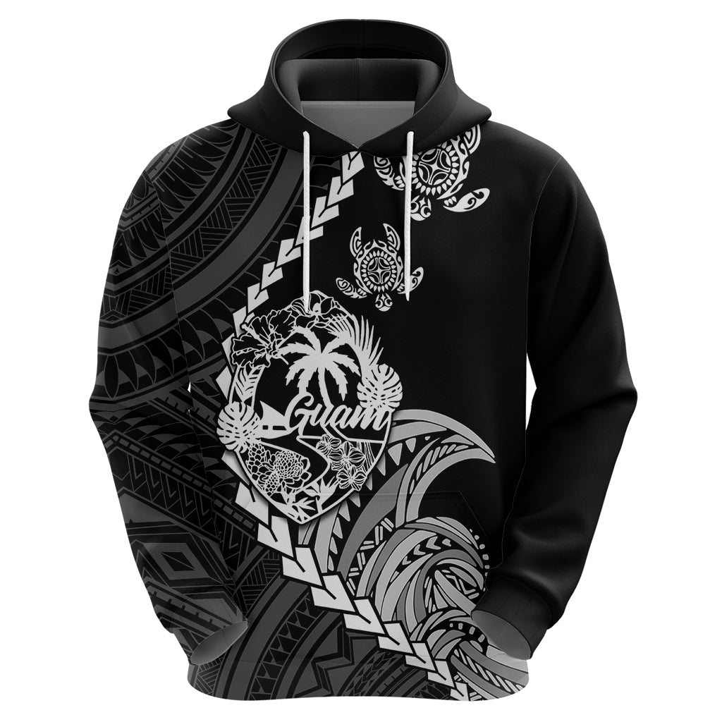 Custom Guam Hoodie Tribal Turtles Curves Style - Black - Wonder Print Shop