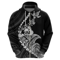 Custom Guam Hoodie Tribal Turtles Curves Style - Black - Wonder Print Shop