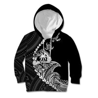 Personalised Guam Kid Hoodie Tribal Turtles Curves Style - Black - Wonder Print Shop
