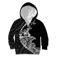 Personalised Guam Kid Hoodie Tribal Turtles Curves Style - Black - Wonder Print Shop