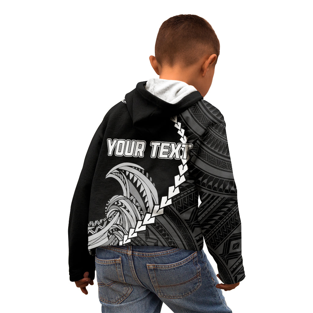 Personalised Guam Kid Hoodie Tribal Turtles Curves Style - Black - Wonder Print Shop