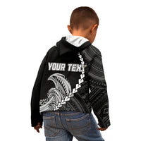 Personalised Guam Kid Hoodie Tribal Turtles Curves Style - Black - Wonder Print Shop