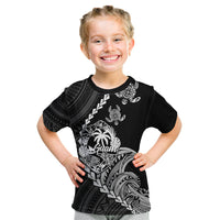 Personalised Guam Kid T Shirt Tribal Turtles Curves Style - Black - Wonder Print Shop
