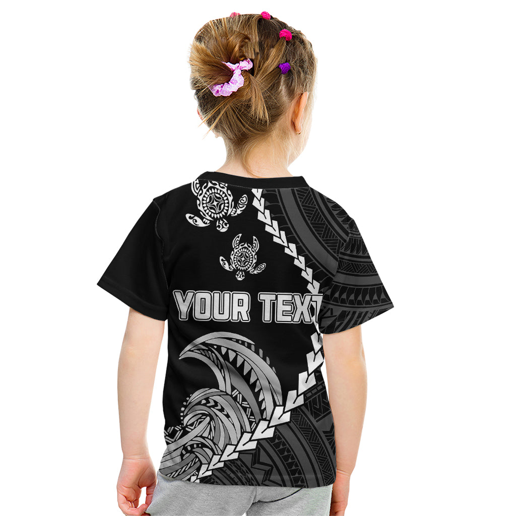 Personalised Guam Kid T Shirt Tribal Turtles Curves Style - Black - Wonder Print Shop