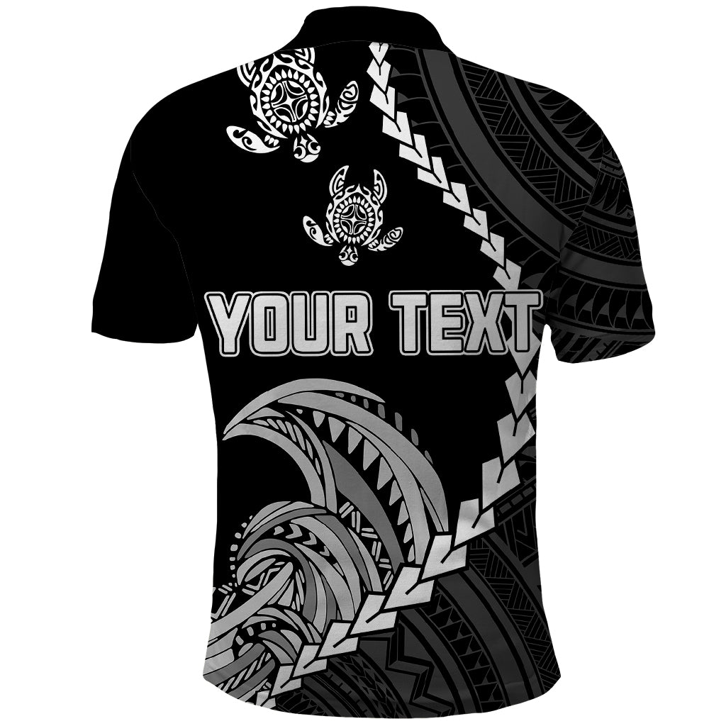 Custom Guam Polo Shirt Tribal Turtles Curves Style Black - Wonder Print Shop