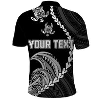 Custom Guam Polo Shirt Tribal Turtles Curves Style Black - Wonder Print Shop