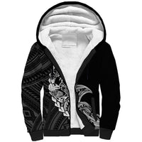 Personalised Guam Sherpa Hoodie Tribal Turtles Curves Style - Black - Wonder Print Shop