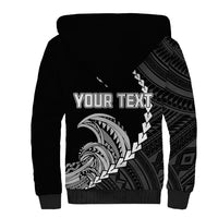 Personalised Guam Sherpa Hoodie Tribal Turtles Curves Style - Black - Wonder Print Shop