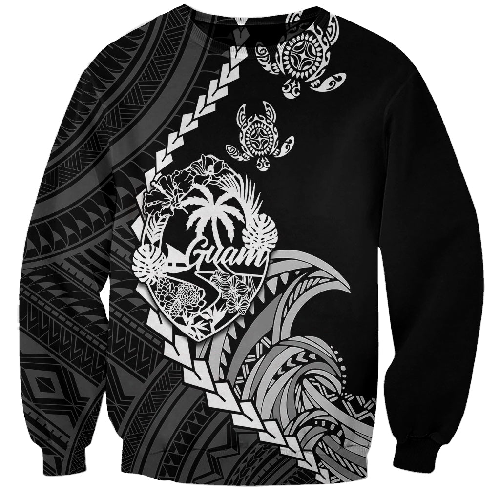 Personalised Guam Sweatshirt Tribal Turtles Curves Style - Black - Wonder Print Shop
