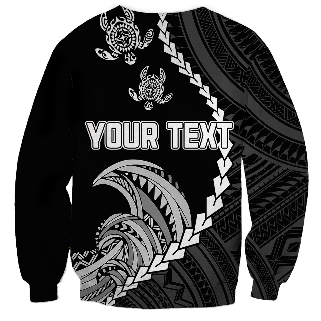 Personalised Guam Sweatshirt Tribal Turtles Curves Style - Black - Wonder Print Shop