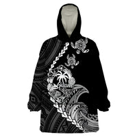 Personalised Guam Wearable Blanket Hoodie Tribal Turtles Curves Style - Black - Wonder Print Shop
