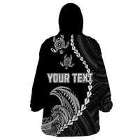 Personalised Guam Wearable Blanket Hoodie Tribal Turtles Curves Style - Black - Wonder Print Shop