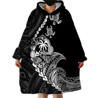 Personalised Guam Wearable Blanket Hoodie Tribal Turtles Curves Style - Black - Wonder Print Shop