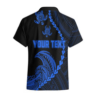 Personalised Guam Hawaiian Shirt Tribal Turtles Curves Style - Blue - Wonder Print Shop