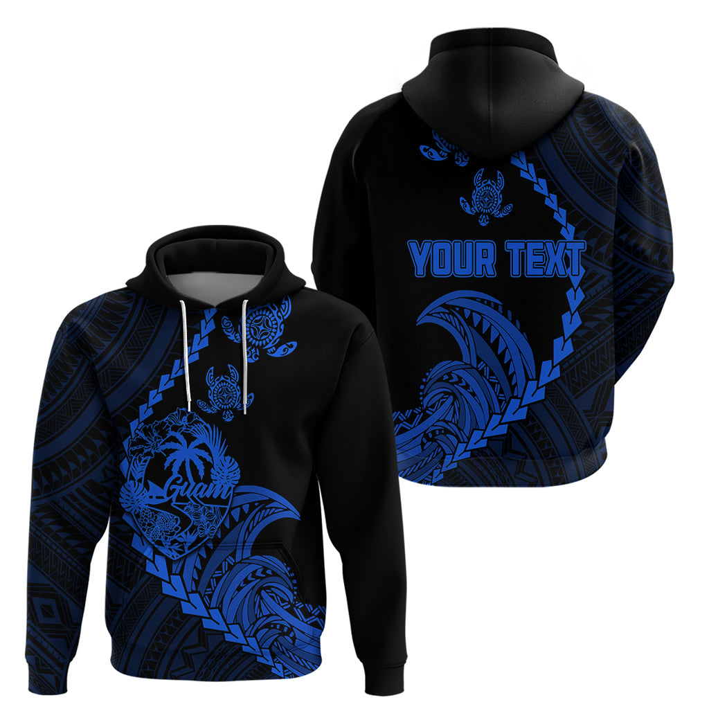Custom Guam Hoodie Tribal Turtles Curves Style - Blue - Wonder Print Shop