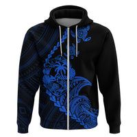 Custom Guam Hoodie Tribal Turtles Curves Style - Blue - Wonder Print Shop