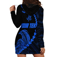 Personalised Guam Hoodie Dress Tribal Turtles Curves Style - Blue - Wonder Print Shop